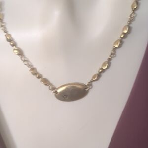 Guess Gold-Tone Oval Plate Necklace